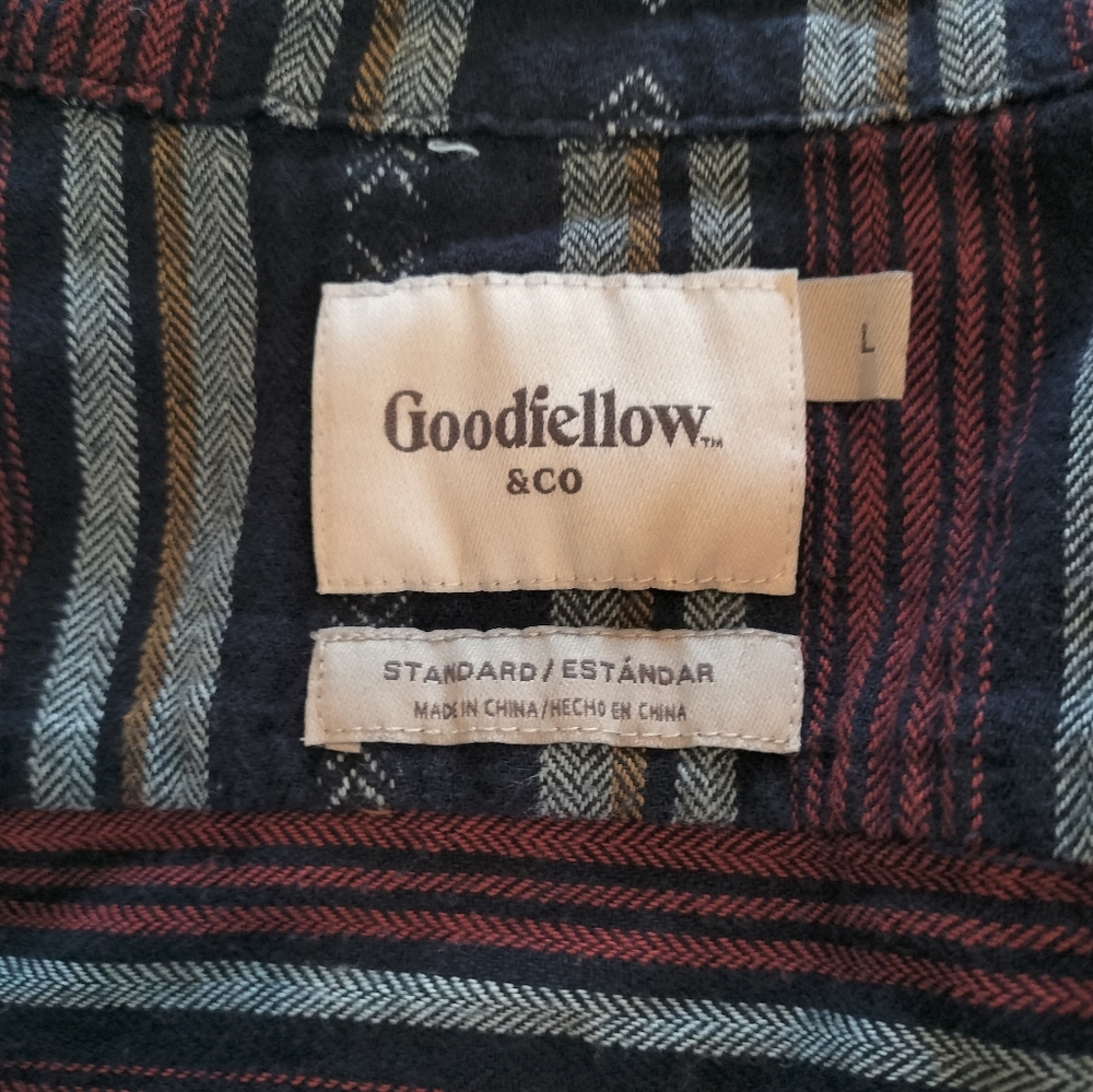 Goodfellow & Co Men’s Large Flannel Shirt Southwestern Aztec Stripe Long‎ Sleeve - Picture 11 of 11